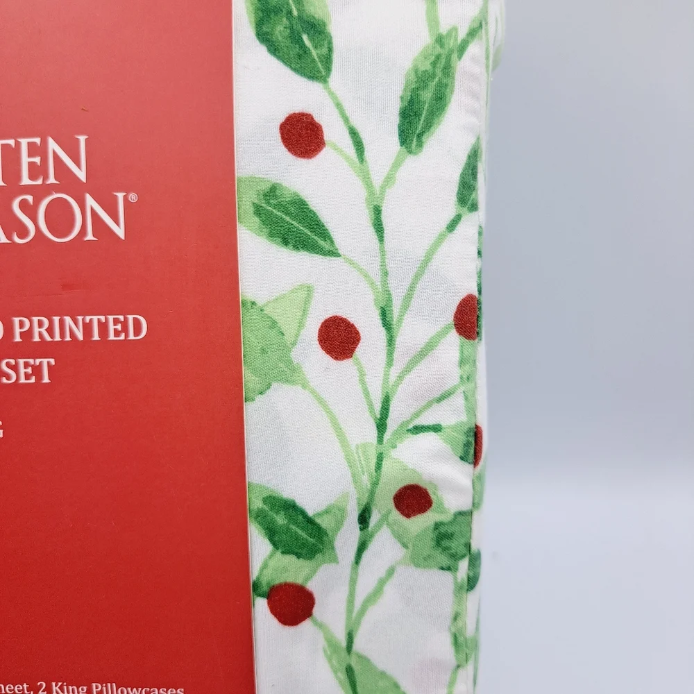 Christmas Holly Berry King Soft Washed Bed Sheet Set